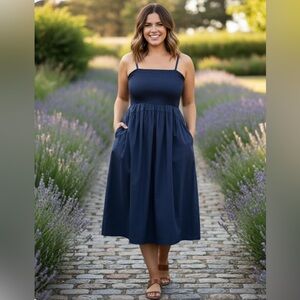 NWT Old Navy Fit & Flare Smocked Midi Dress, XL Tall